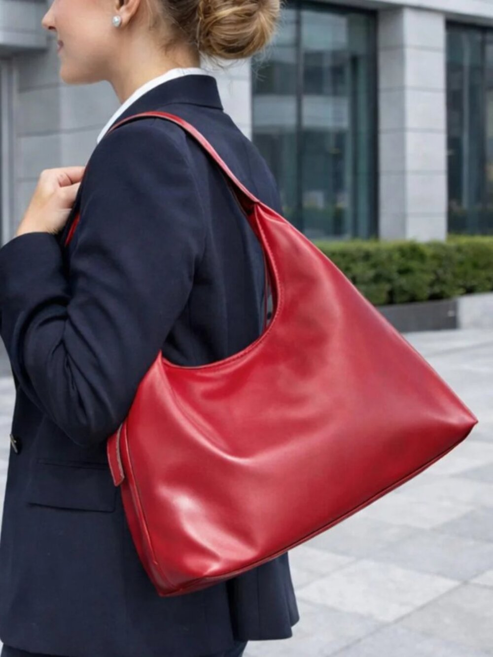 K. Carroll red vegan leather Brit hobo bag large adjustable strap